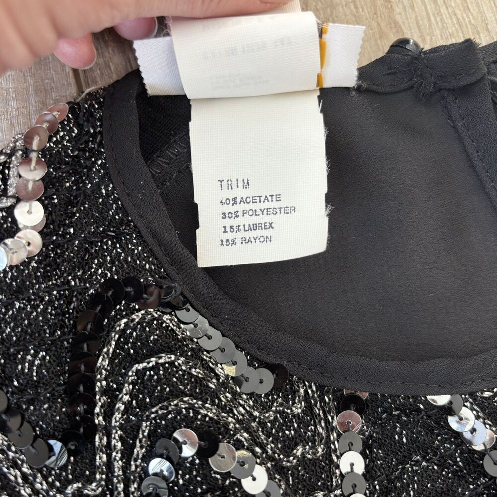 Vtg 80s Blouse Sz 18 Black Sequin Sheer Union Label Flowy Going Out Top Retro - Picture 5 of 11